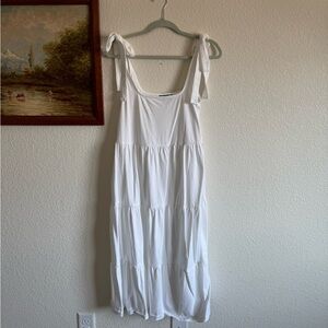 ASOS White Tiered Midi Dress